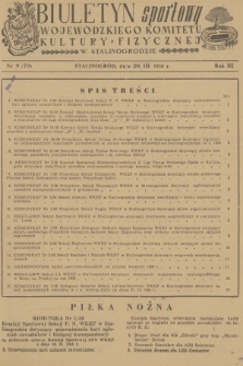 Biuletyn Sportowy Wojewódzkiego Komitetu Kultury Fizycznej w Stalinogrodzie. R.3, 1956, nr 9