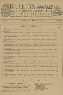 Biuletyn Sportowy Wojewódzkiego Komitetu Kultury Fizycznej w Stalinogrodzie. R.3, 1956, nr 20