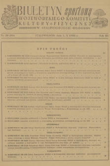 Biuletyn Sportowy Wojewódzkiego Komitetu Kultury Fizycznej w Stalinogrodzie. R.3, 1956, nr 30