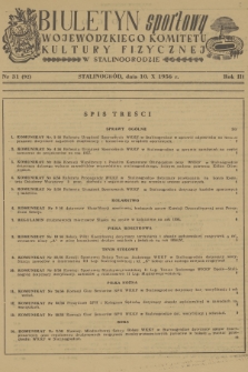 Biuletyn Sportowy Wojewódzkiego Komitetu Kultury Fizycznej w Stalinogrodzie. R.3, 1956, nr 31