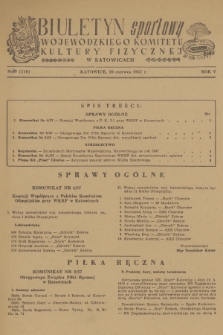 Biuletyn Sportowy Wojewódzkiego Komitetu Kultury Fizycznej w Katowicach. R.5, 1957, nr 19