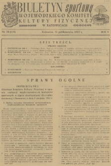 Biuletyn Sportowy Wojewódzkiego Komitetu Kultury Fizycznej w Katowicach. R.5, 1957, nr 24