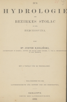 Zur Hydrologie des Bezirkes Stolac in der Hercegovina
