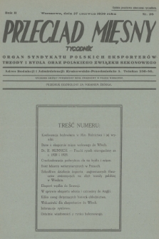 Przegląd Mięsny : organ Syndykatu Polskich Eksporterów Trzody i Bydła oraz Polskiego Związku Bekonowego. R.2, 1930, nr 26