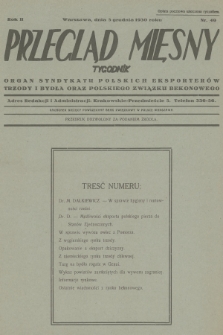 Przegląd Mięsny : organ Syndykatu Polskich Eksporterów Trzody i Bydła oraz Polskiego Związku Bekonowego. R.2, 1930, nr 49