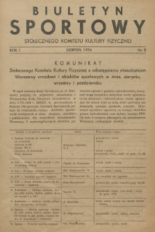 Biuletyn Sportowy Stołecznego Komitetu Kultury Fizycznej. R.1, 1954, nr 5