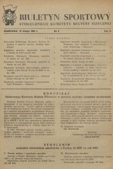 Biuletyn Sportowy Stołecznego Komitetu Kultury Fizycznej. R.2, 1955, nr 4