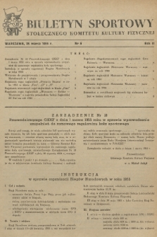 Biuletyn Sportowy Stołecznego Komitetu Kultury Fizycznej. R.2, 1955, nr 6