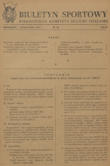 Biuletyn Sportowy Stołecznego Komitetu Kultury Fizycznej. R.3, 1956, nr 19