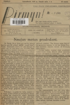 Pirmyn! : socialdemokratų organas. M.3, 1929, № 1