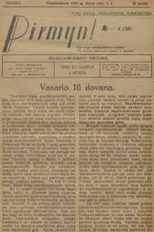 Pirmyn! : socialdemokratų organas. M.3, 1929, № 5