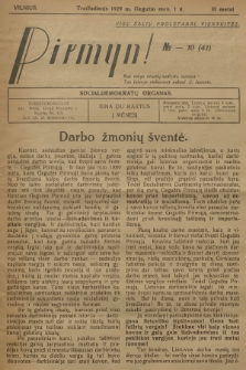 Pirmyn! : socialdemokratų organas. M.3, 1929, № 10