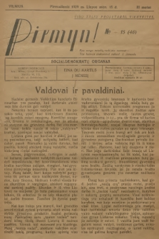 Pirmyn! : socialdemokratų organas. M.3, 1929, № 15