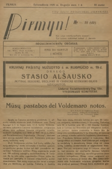 Pirmyn! : socialdemokratų organas. M.3, 1929, № 18