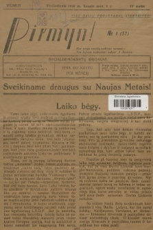 Pirmyn! : socialdemokratų organas. M.4, 1930, № 1