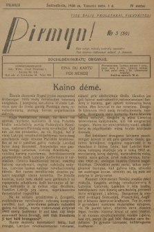 Pirmyn! : socialdemokratų organas. M.4, 1930, № 3