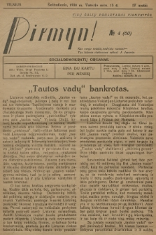 Pirmyn! : socialdemokratų organas. M.4, 1930, № 4