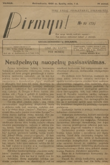 Pirmyn! : socialdemokratų organas. M.4, 1930, № 19