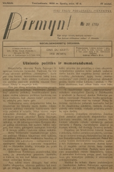 Pirmyn! : socialdemokratų organas. M.4, 1930, № 20