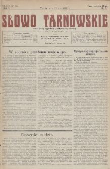 Słowo Tarnowskie : niezależny tygodnik polityczno-społeczny. 1927, nr 3