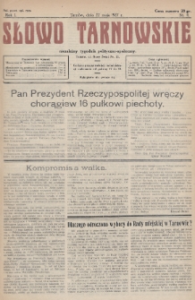 Słowo Tarnowskie : niezależny tygodnik polityczno-społeczny. 1927, nr 4