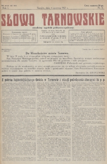 Słowo Tarnowskie : niezależny tygodnik polityczno-społeczny. 1927, nr 6