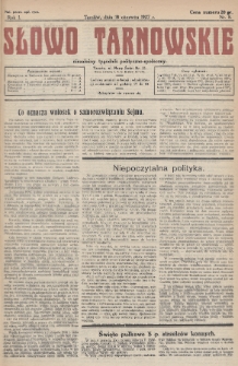 Słowo Tarnowskie : niezależny tygodnik polityczno-społeczny. 1927, nr 8