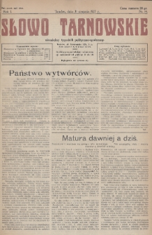 Słowo Tarnowskie : niezależny tygodnik polityczno-społeczny. 1927, nr 14