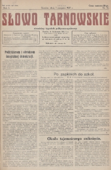 Słowo Tarnowskie : niezależny tygodnik polityczno-społeczny. 1927, nr 15