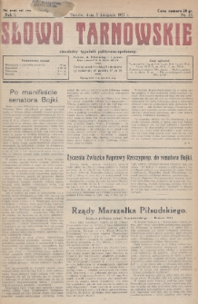 Słowo Tarnowskie : niezależny tygodnik polityczno-społeczny. 1927, nr 23