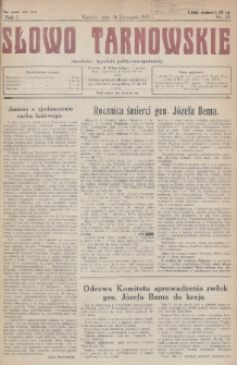 Słowo Tarnowskie : niezależny tygodnik polityczno-społeczny. 1927, nr 26