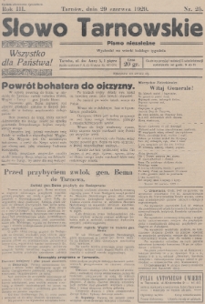Słowo Tarnowskie : pismo niezależne. 1929, nr 25