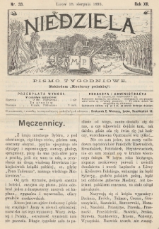 Niedziela : pismo tygodniowe. 1895, nr 33