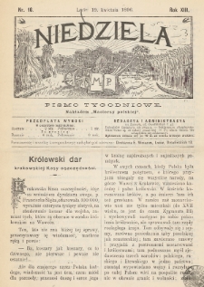 Niedziela : pismo tygodniowe. 1896, nr 16