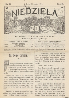 Niedziela : pismo tygodniowe. 1896, nr 22