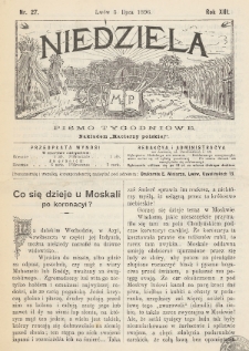 Niedziela : pismo tygodniowe. 1896, nr 27