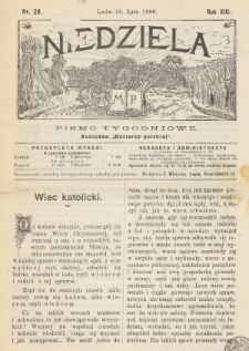 Niedziela : pismo tygodniowe. 1896, nr 29