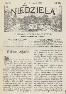 Niedziela : pismo tygodniowe. 1896, nr 37