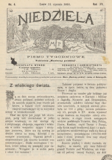 Niedziela : pismo tygodniowe. 1898, nr 4