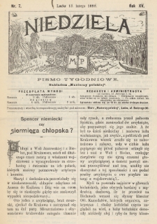 Niedziela : pismo tygodniowe. 1898, nr 7