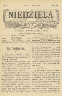 Niedziela : pismo tygodniowe. 1900, nr 12