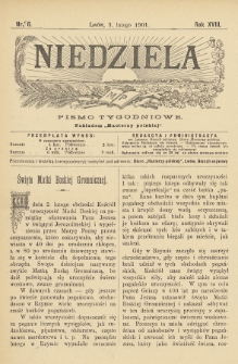 Niedziela : pismo tygodniowe. 1900/1901, nr 6