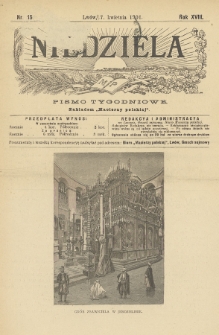 Niedziela : pismo tygodniowe. 1900/1901, nr 15