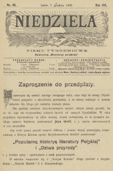 Niedziela : pismo tygodniowe. 1902, nr 49