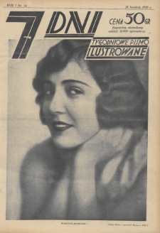 7 Dni : tygodniowe pismo ilustrowane. 1929, nr 14