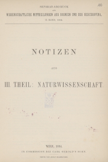 Notizen aus III. Theil: Naturwissenschaft