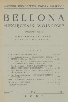 Bellona : miesięcznik wojskowy wydawany przez Wojskowy Instytut Naukowo-Wydawniczy. [R.27], 1945, Zeszyt 5
