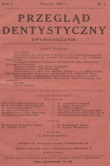 Przegląd Dentystyczny. R.1, 1921, № 1