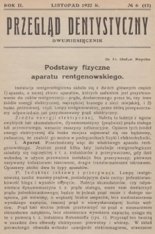 Przegląd Dentystyczny. R.2, 1922, № 6
