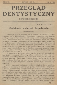 Przegląd Dentystyczny. R.3, 1923, № 4